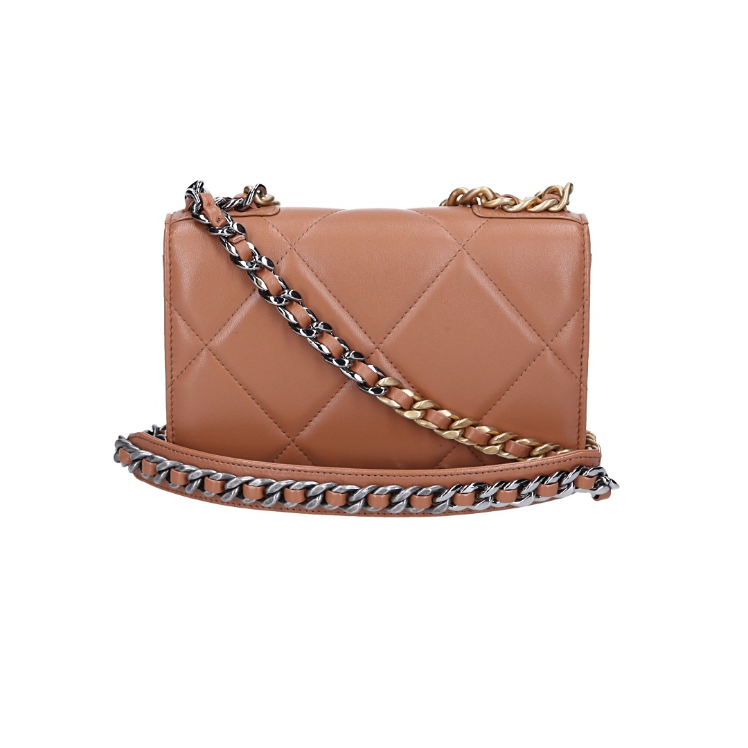 CHANEL WALLET ON CHAIN 19 UMHÄNGETASCHE AUS LAMMLEDER IN BRAUN (AP0957)