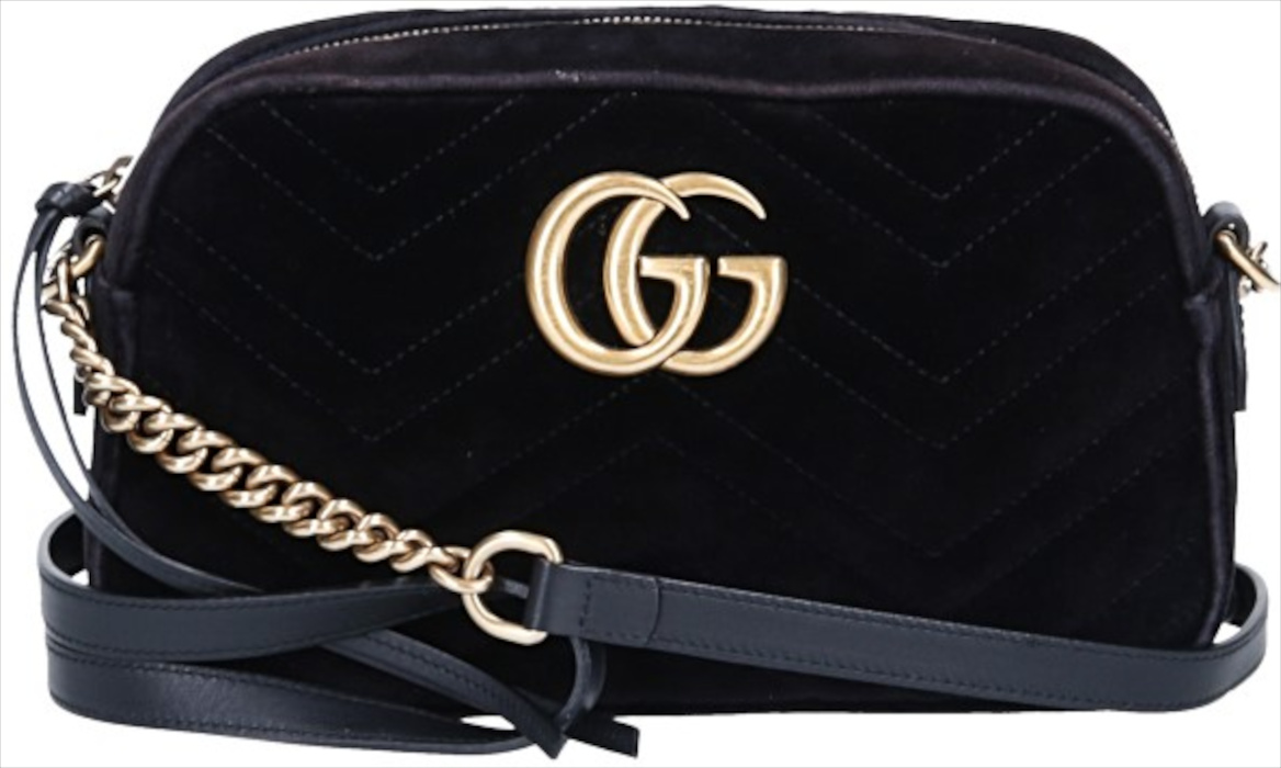 GUCCI HANDTASCHE 'KLEINE GG MARMONT' AUS MATÉLASSE VELVET IN SCHWARZ AGHW