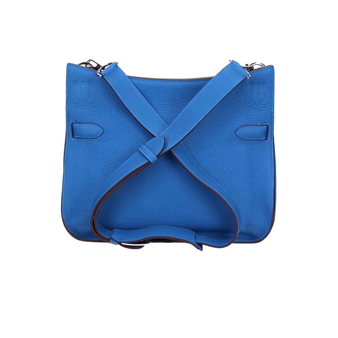 HERMÈS JYPSIÈRE  34 HANDTASCHE AUS CLÉMENCE-JUNGSTIERLEDER IN BLEU MYKONOS MIT PHW