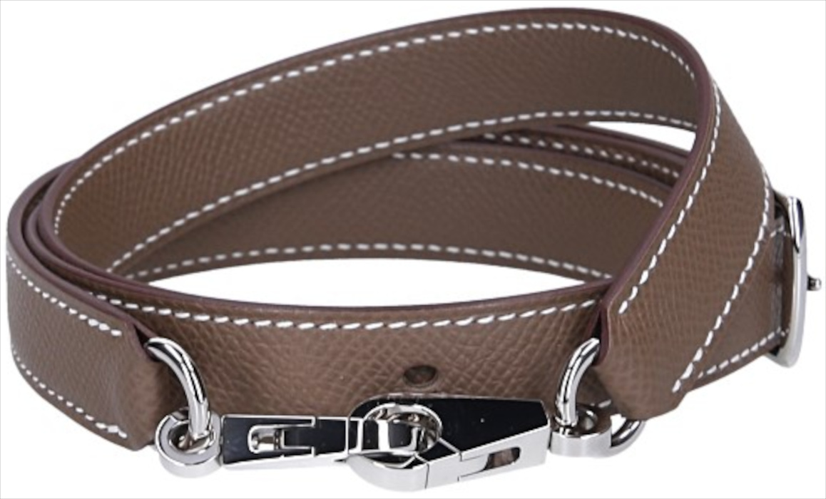 HERMÈS SHOULDER STRAP 'ZIGZAG' MADE OF SWIFT CALF LEATHER AND TEXTILE IN GOLD/WHITE/GOLD WITH GHW