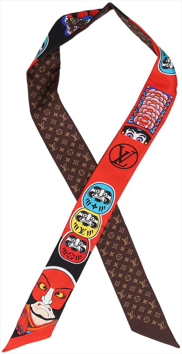 LOUIS VUITTON BANDEAU BB TUCH 5X120CM 'MONOGRAM KABUKI' AUS SEIDE (MP1942)