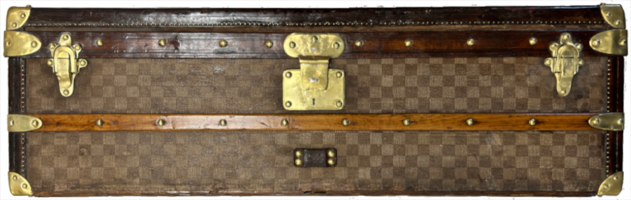 LOUIS VUITTON MALLE CABINE TRUHE AUS DAMIER JAQUARD GEWEBE CA. 1888