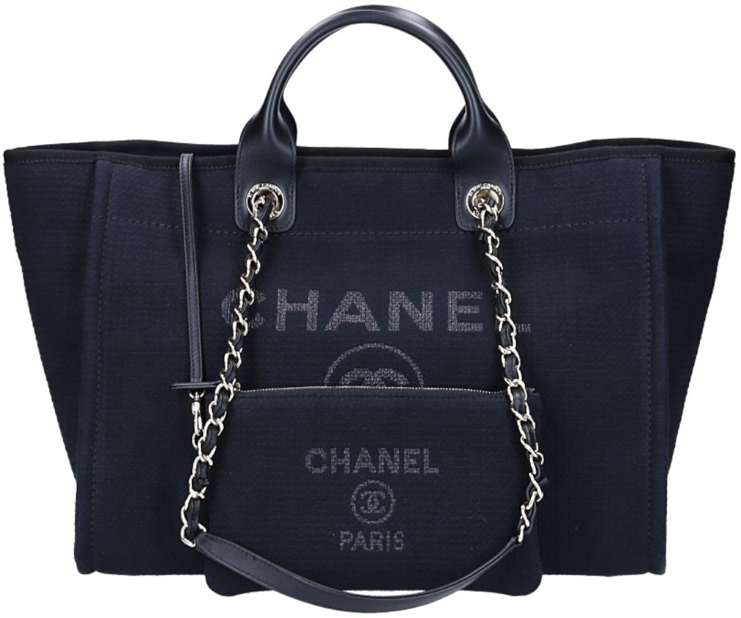 CHANEL DEAUVILLE (LARGE) SHOPPER HANDTASCHE AUS TEXTIL MIT LGHW (A66941)
