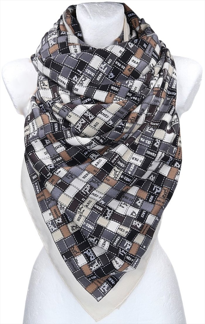 HERMÈS CASHMERE/SILK SCARF 140 x 140 CM SCARF 'FANTAISIE D'ETRIERS' BY VIRGINIE JAMIN