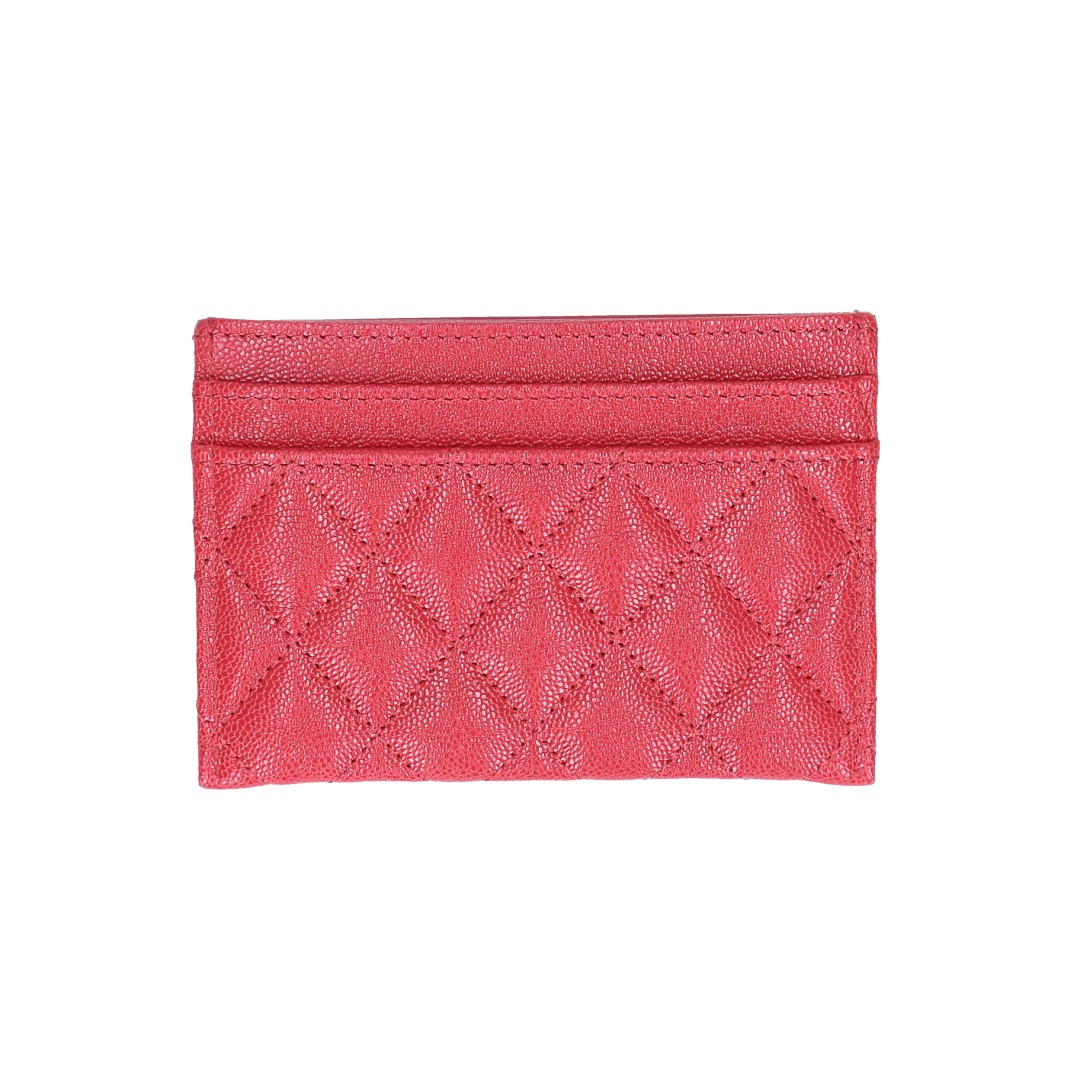 48049-Chanel-Portemonnaie_2D_0003 CHANEL KARTENETUI 'BOY' AUS GENARBTEM KALBSLEDER IN ROT MIT SHW (A84431)