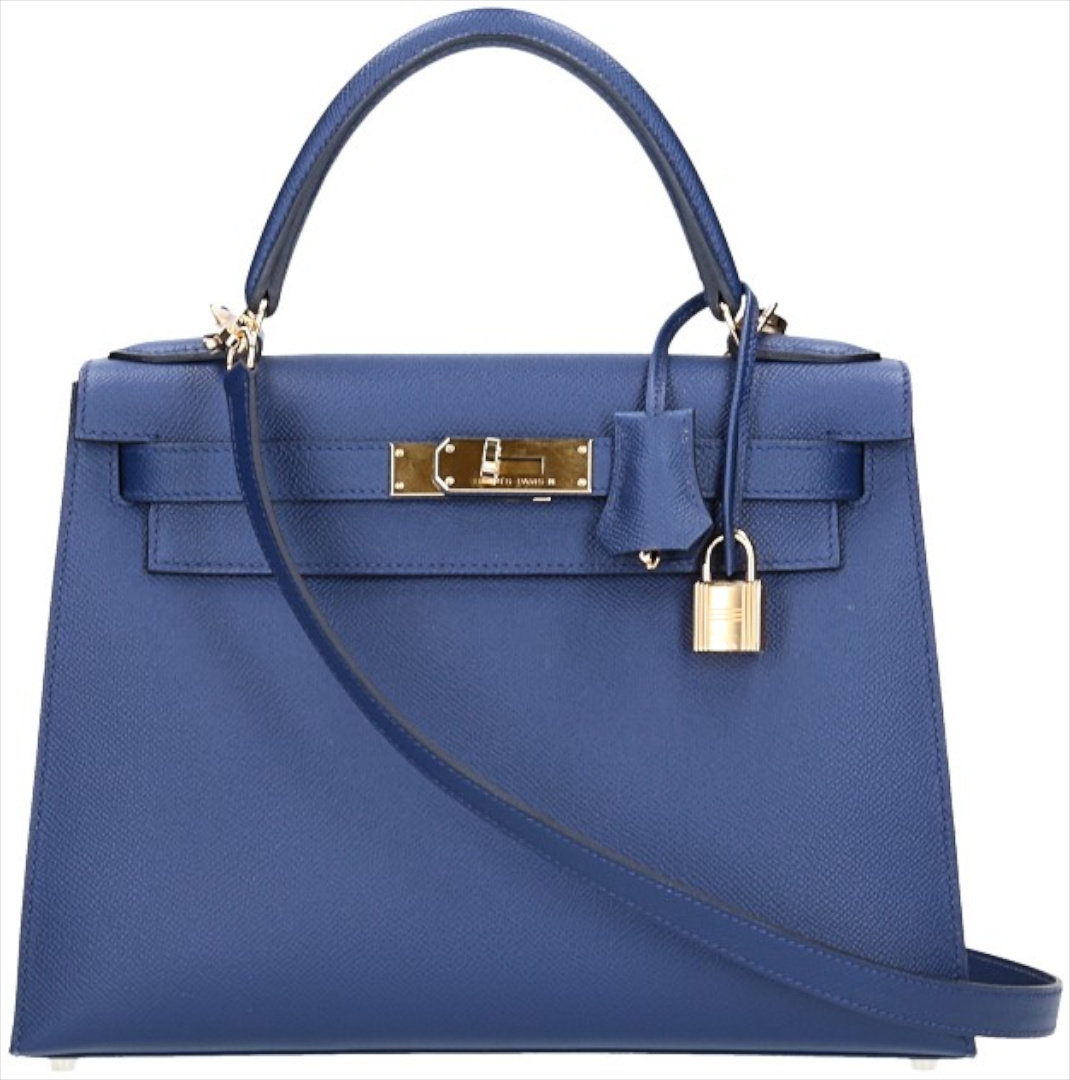 HERMÈS KELLY 28 SELLIER HANDTASCHE AUS VEAU EPSOM IN BLEU NAVY MIT GHW