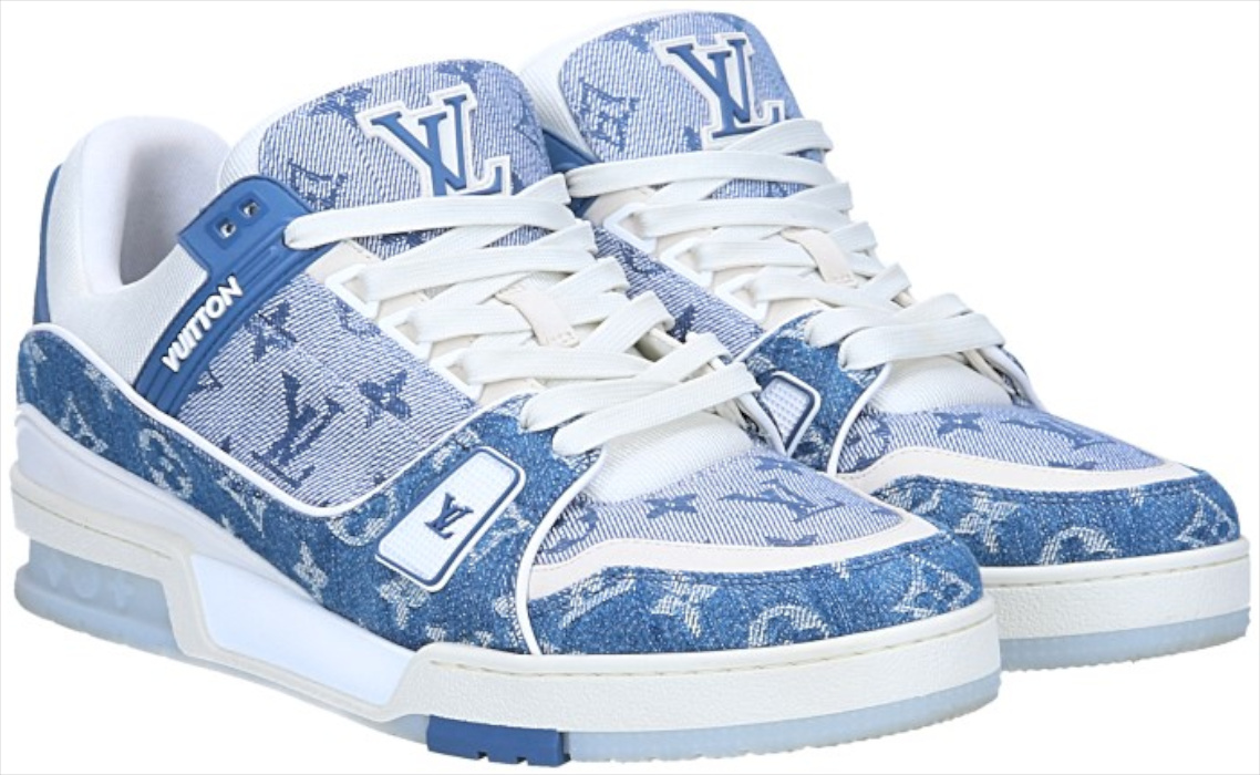 LOUIS VUITTON SNEAKER WITH MONOGRAM CANVAS AND BLACK LEATHER UK7.5 EU41.5