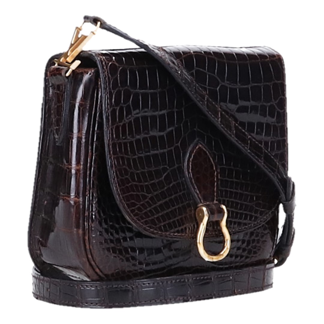 33906-Louis-Vuitton-Umh-ngetasche_2D_0009 LOUIS VUITTON SAINT CLOUD UMHÄNGETASCHE AUS NEUGUINEA KROKODIL IN MARRON BRAUN