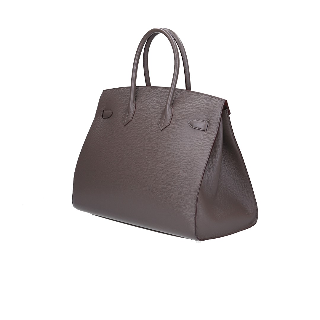 HERMÈS BIRKIN 35 SELLIER HANDTASCHE AUS VEAU EPSOM IN ETOUPÉ MIT PHW
