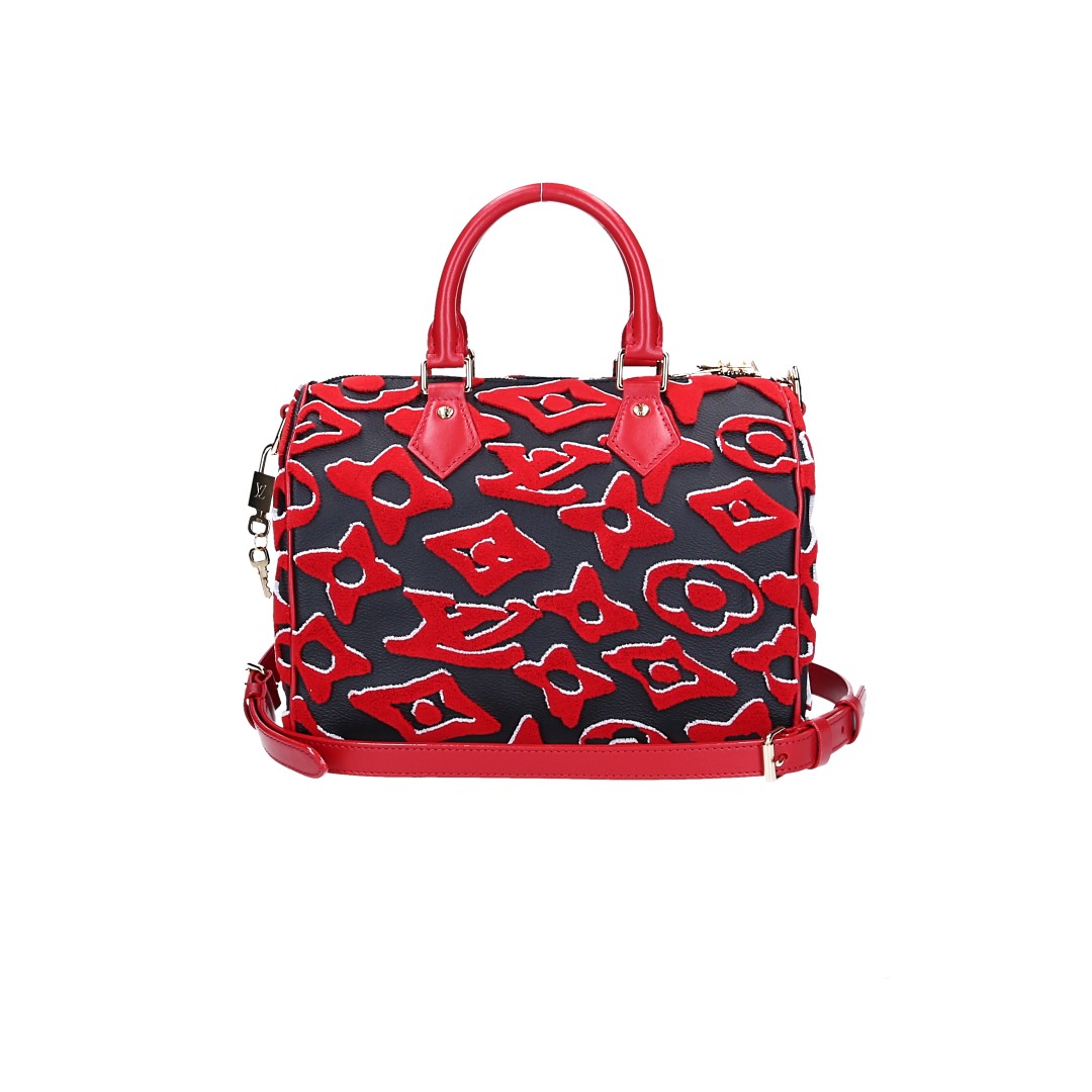 49018-LouisVuitton-Speedy-SE_2D_0005 LOUIS VUITTON SPEEDY 25 HANDTASCHE AUS MONOGRAM URS FISCHER CANVAS MIT SCHULTERRIEMEN (M45552)