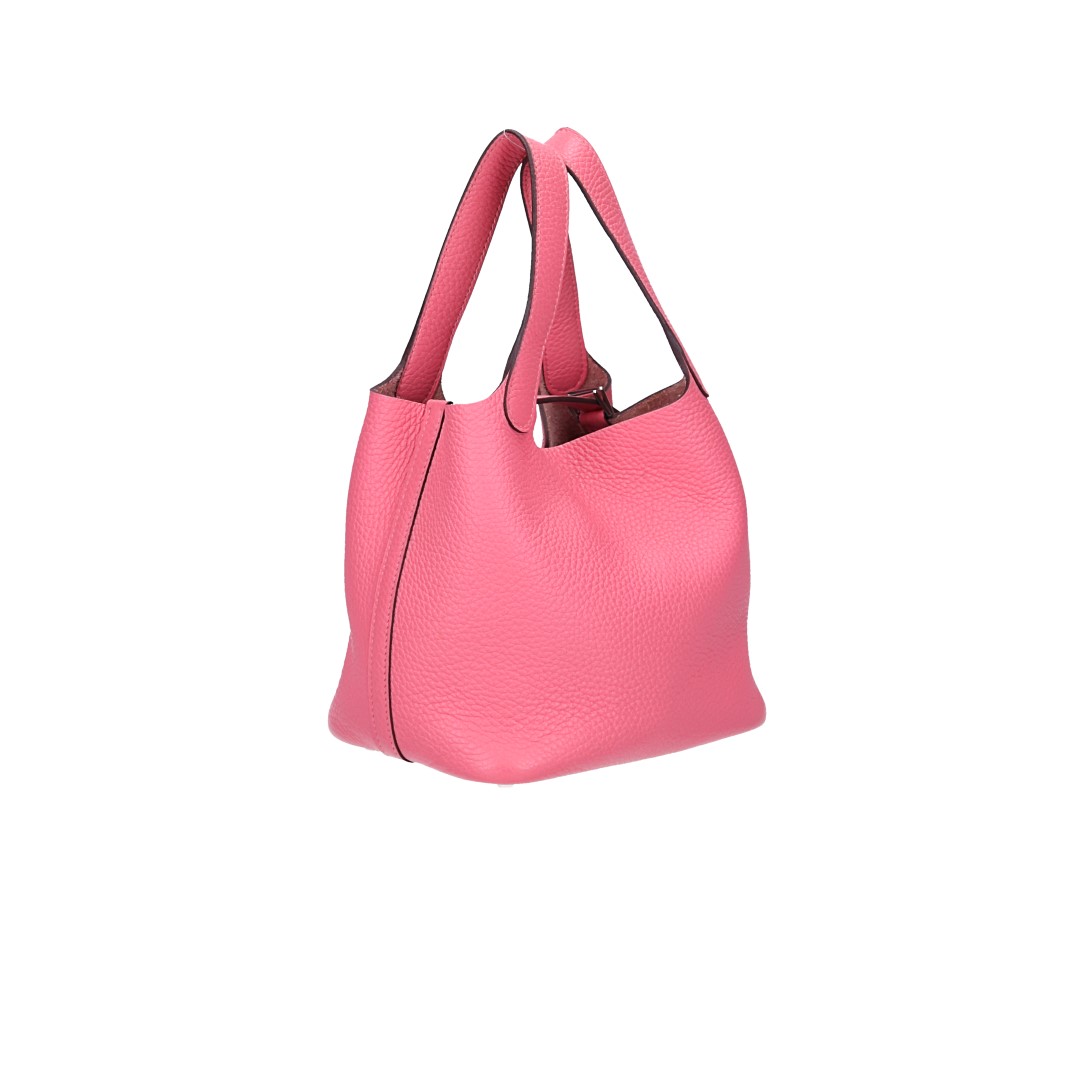 HERMÈS PICOTIN LOCK 18 HANDTASCHE AUS TAURILLON CLEMENCE LEDER IN ROSE AZALEE MIT PHW