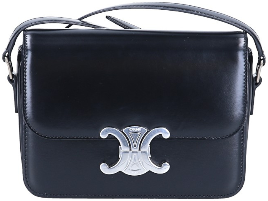 CELINE TRIOMPHE (TEEN) HANDTASCHE AUS GLÄNZENDEM KALBSLEDER IN SCHWARZ