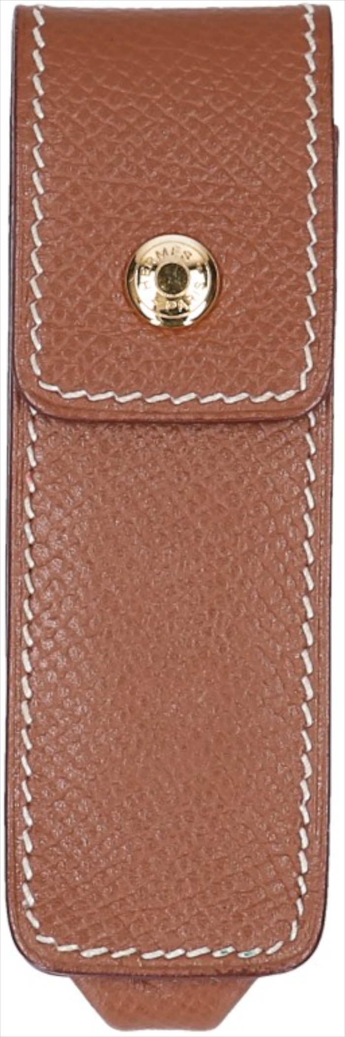 HERMÈS ETUI AUS GENARBTEM LEDER IN GOLD BRAUN MIT GHW