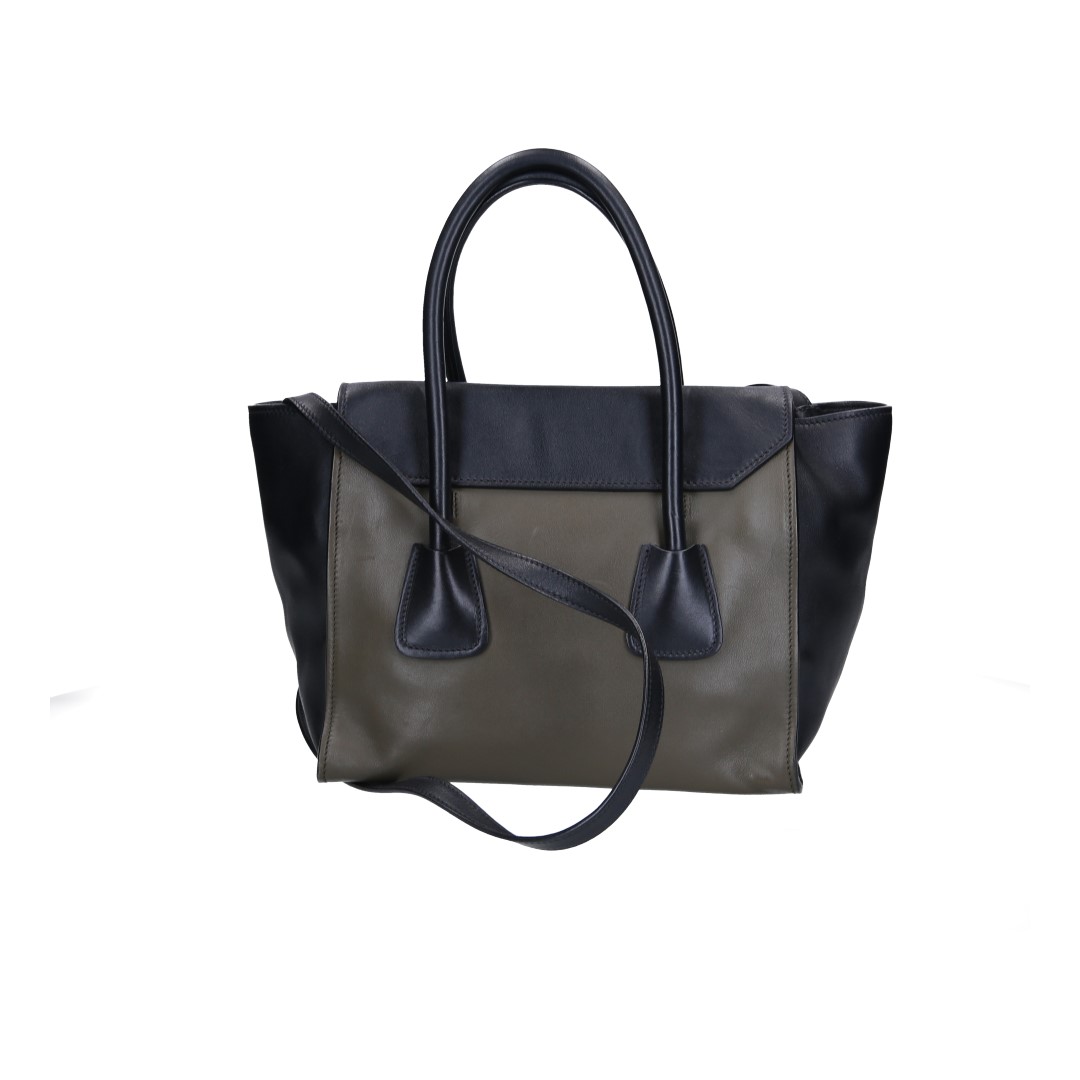45769-Prada-Henkeltasche_2D_0006 PRADA HANDTASCHE AUS LEDER IN OLIVE UND SCHWARZ