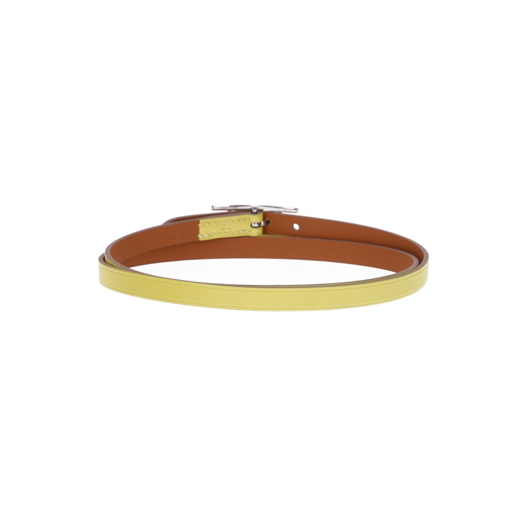 HERMÈS ARMBAND 'HAPI 3 MM' AUS VEAU SWIFT IN LIME MIT PHW GR. S/T2