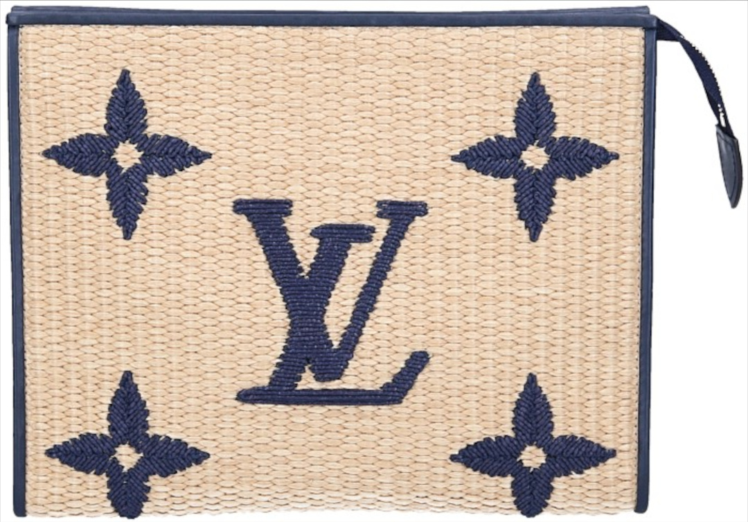 LOUIS VUITTON POCHE TOILETTE 26 CLUTCH AUS MONOGRAM RAFFIA IN BLEU (M80352)