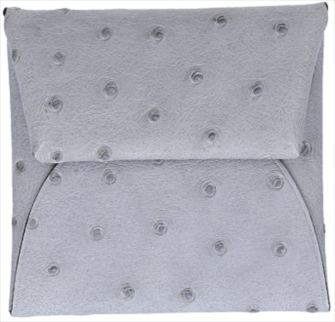 HERMÈS PORTEMONNAIE BASTIA AUS STRAUSSENLEDER IN BLEEU GLACIER MIT PHW HERMÈS PORTEMONNAIE BASTIA AUS STRAUSSENLEDER IN BLEEU GLACIER MIT PHW