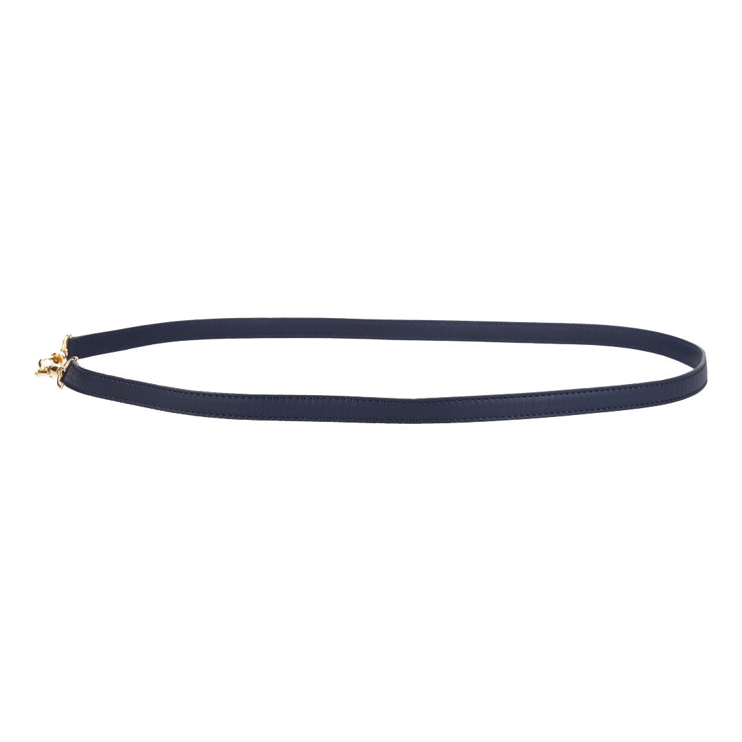 WHOISLOUIS.COM SCHMALER SCHULTERRIEMEN CANNES AUS LEDER IN NAVY/GOLD