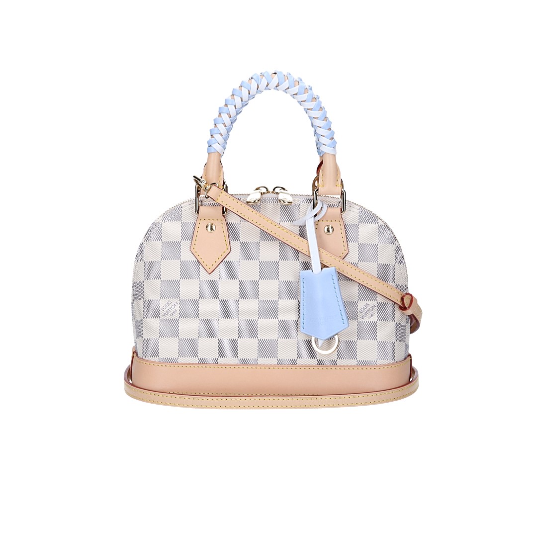 LOUIS VUITTON ALMA BB HANDTASCHE AUS DAMIER AZUR BRAIDED CANVAS MIT VERSTELLBAREM SCHULTERRIEMEN (N40902)