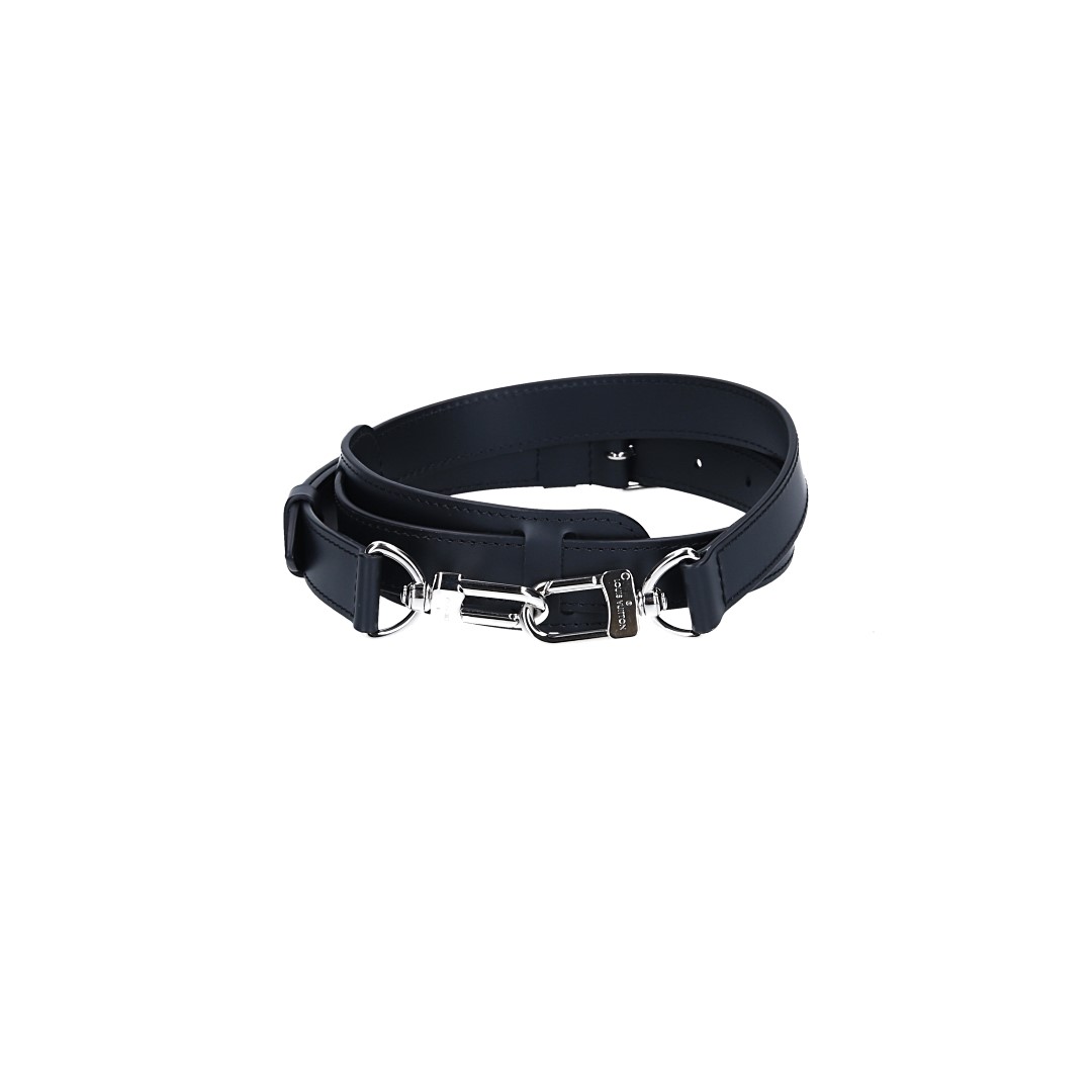 Louis Vuitton Adjustable Shoulder Strap in Rindsleder in Black with Silver