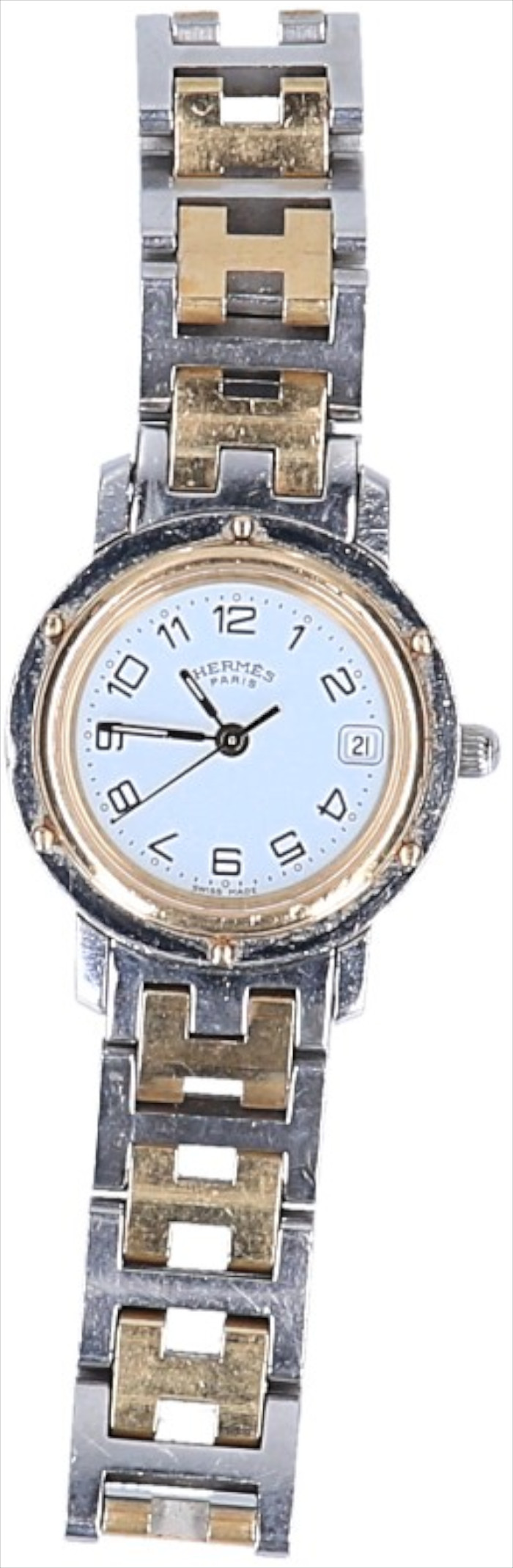 HERMÈS ARMBAND-UHR 'CLIPPER' AUS STAHL