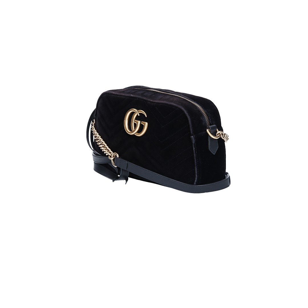 GUCCI HANDTASCHE 'KLEINE GG MARMONT' AUS MATÉLASSE VELVET IN SCHWARZ AGHW