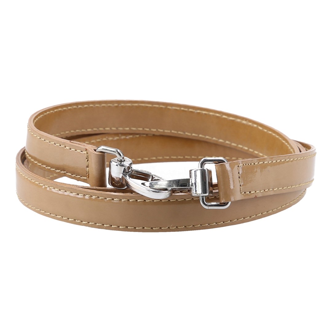 41464-Jil-Sander-Schulterriemen_2D_0001 WHOISLOUIS.COM SCHMALER SCHULTERRIEMEN AUS LACKLEDER IN NATUR/SILBER