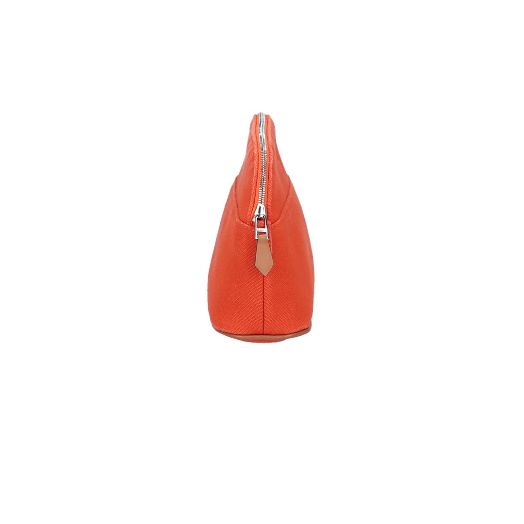 HERMÈS TROUSSE BOLIDE MINI MODÈLE KULTURTASCHE AUS BAUMWOLLE IN ORANGE FEU