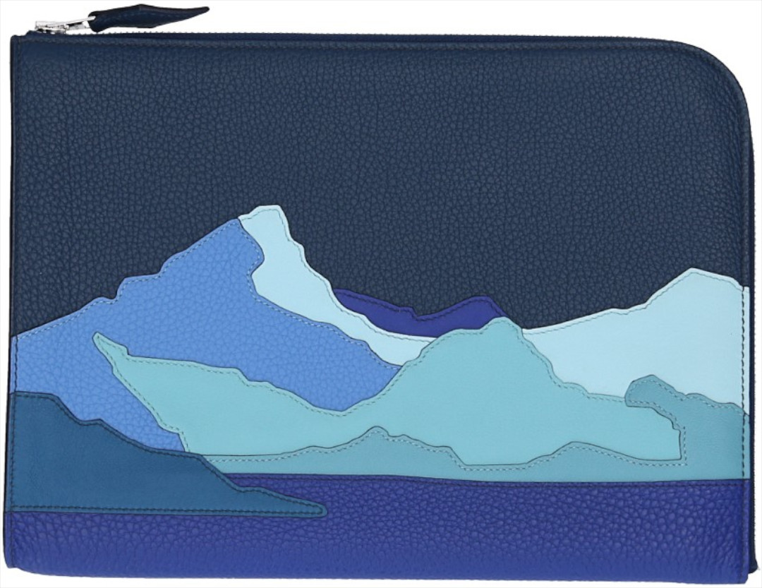 HERMÈS POCHETTE ZIP TABLET 'ENDLESS ROAD' AUS VEAU TOGO & SWIFT IN BLEU DE PRUSSE & ELECTRIQUE