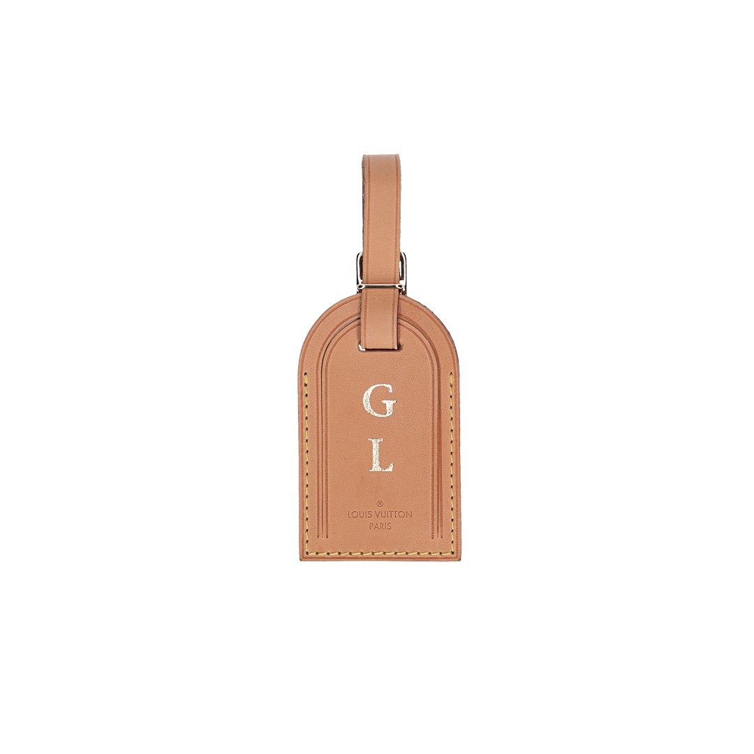 LOUIS VUITTON - GL - ADRESSANHÄNGER - TRAVEL TAG MIT INITIALEN AUS VVN LEDER IN MITTELBRAUN