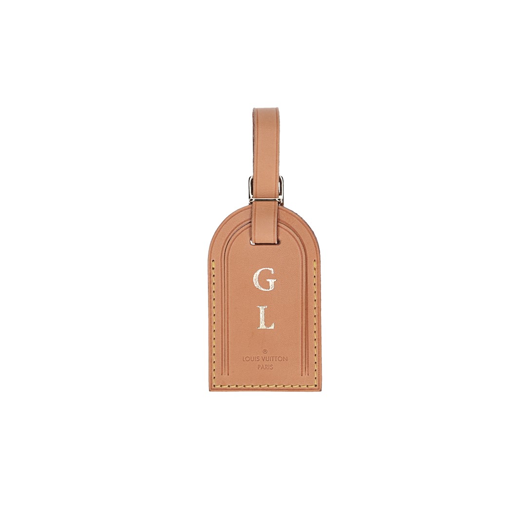 50882-LouisVuitton-Tag-Natur-GL_2D_0001 LOUIS VUITTON - GL - ADRESSANHÄNGER - TRAVEL TAG MIT INITIALEN AUS VVN LEDER IN MITTELBRAUN
