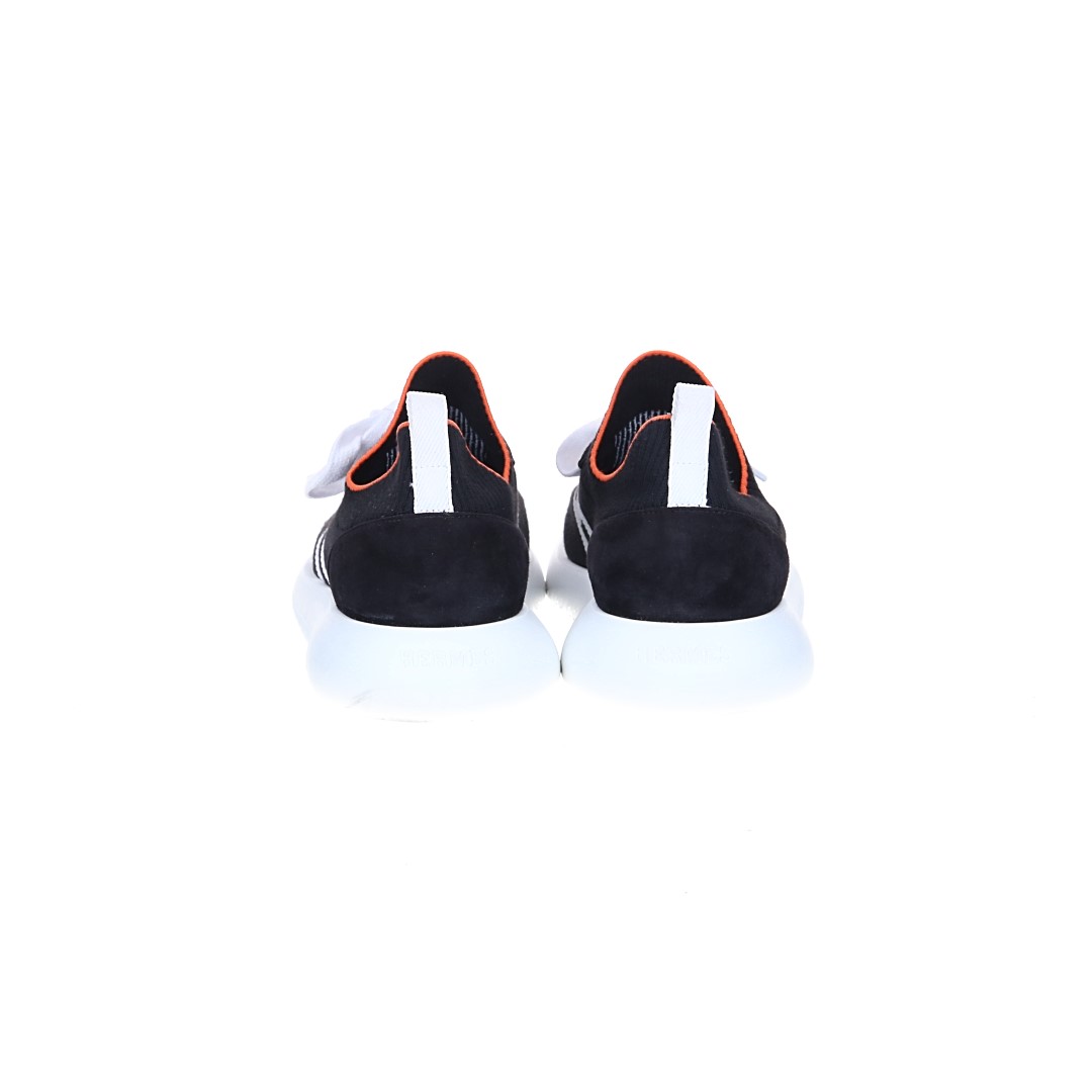 HERMÈS SNEAKER SHOES 'DUEL' MADE OF WOVEN FABRIC AND CALFSKIN IN SILVER IN SIZE 39