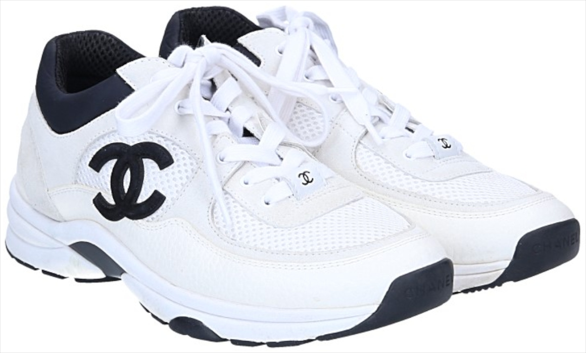 CHANEL SNEAKER SCHUHE AUS LEDER IN WEISS UND SCHWARZ GR. 39 (W G38299) 