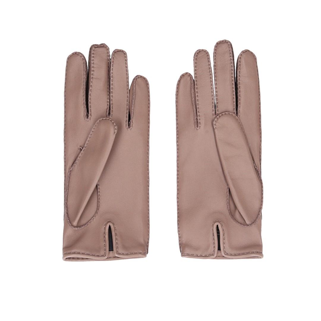 HERMÈS DAMEN-HANDSCHUHE AUS LAMMLEDER UND ECHSEN-LEDER MIT RGHW IN GR. 7