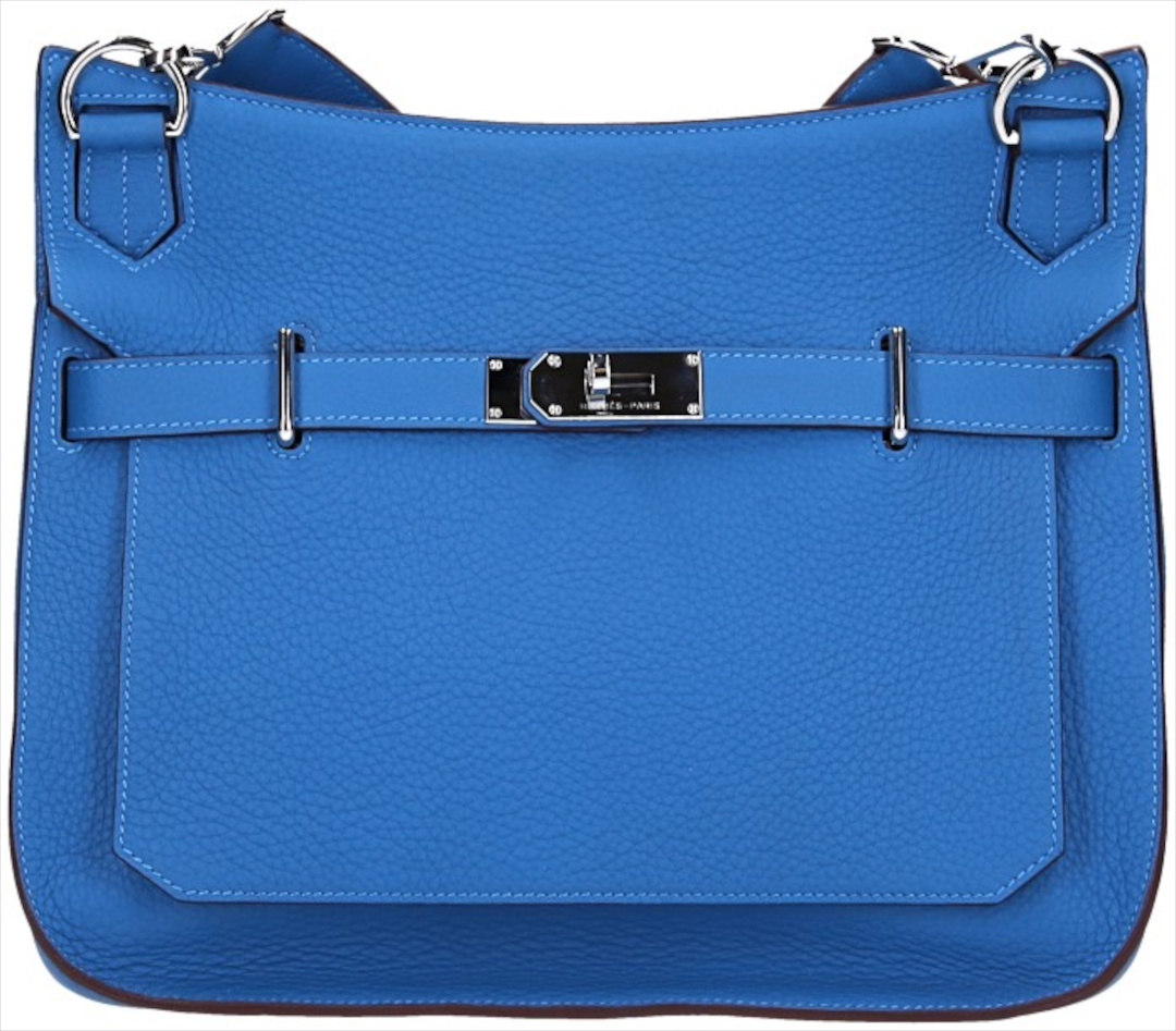 HERMÈS JYPSIÈRE  34 HANDTASCHE AUS CLÉMENCE-JUNGSTIERLEDER IN BLEU MYKONOS MIT PHW