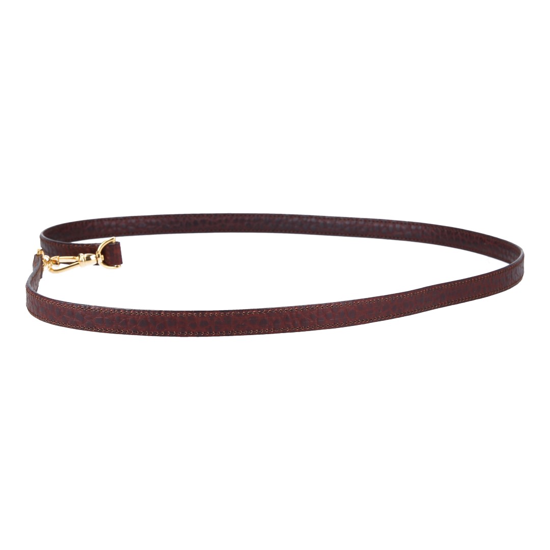 41682-Jil-Sander-Schulterriemen_2D_0002 WHOISLOUIS.COM SCHMALER SCHULTERRIEMEN AUS GENARBTEM LEDER IN MARONE/GOLD